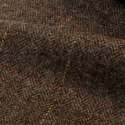 Marton Mills / Brown Herringbone w/ Red & Yellow Check / 100% Wool / 475gms / CHE120