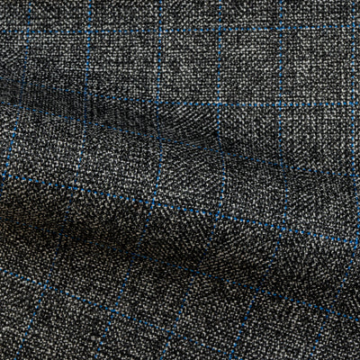 Standeven / Dark Grey Hopsack w/ Blue Overcheck / 100% Merino Wool / 395gms / 15020
