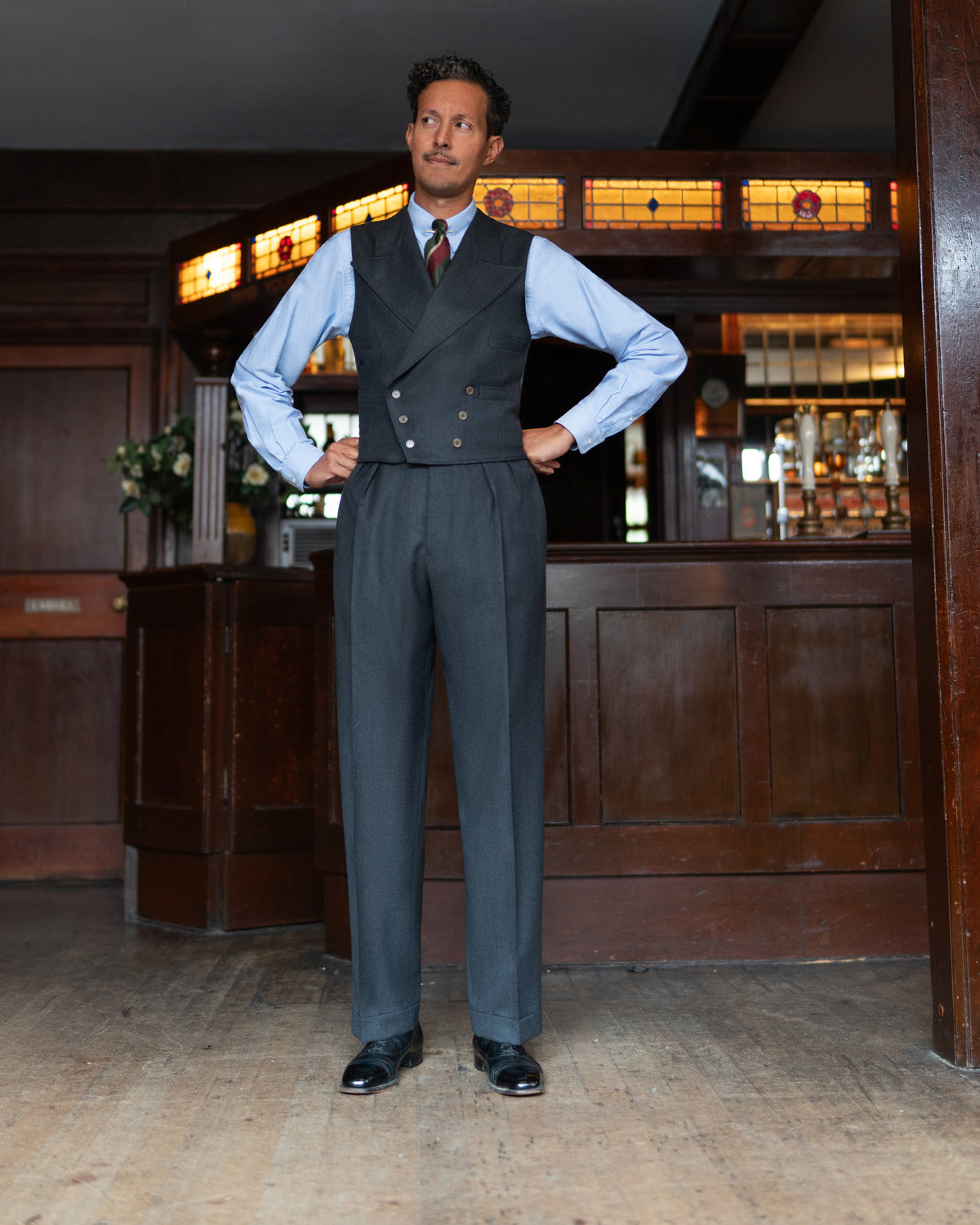 Grey Worsted Astor Flannel Trousers