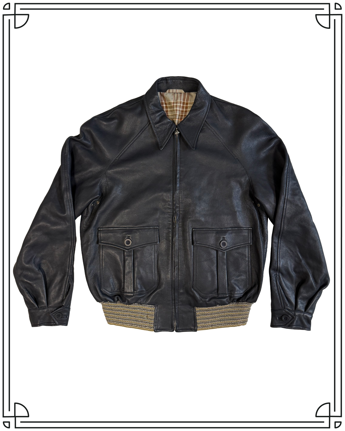 Sample Navy Goat Leather Brookland Jacket Size 40