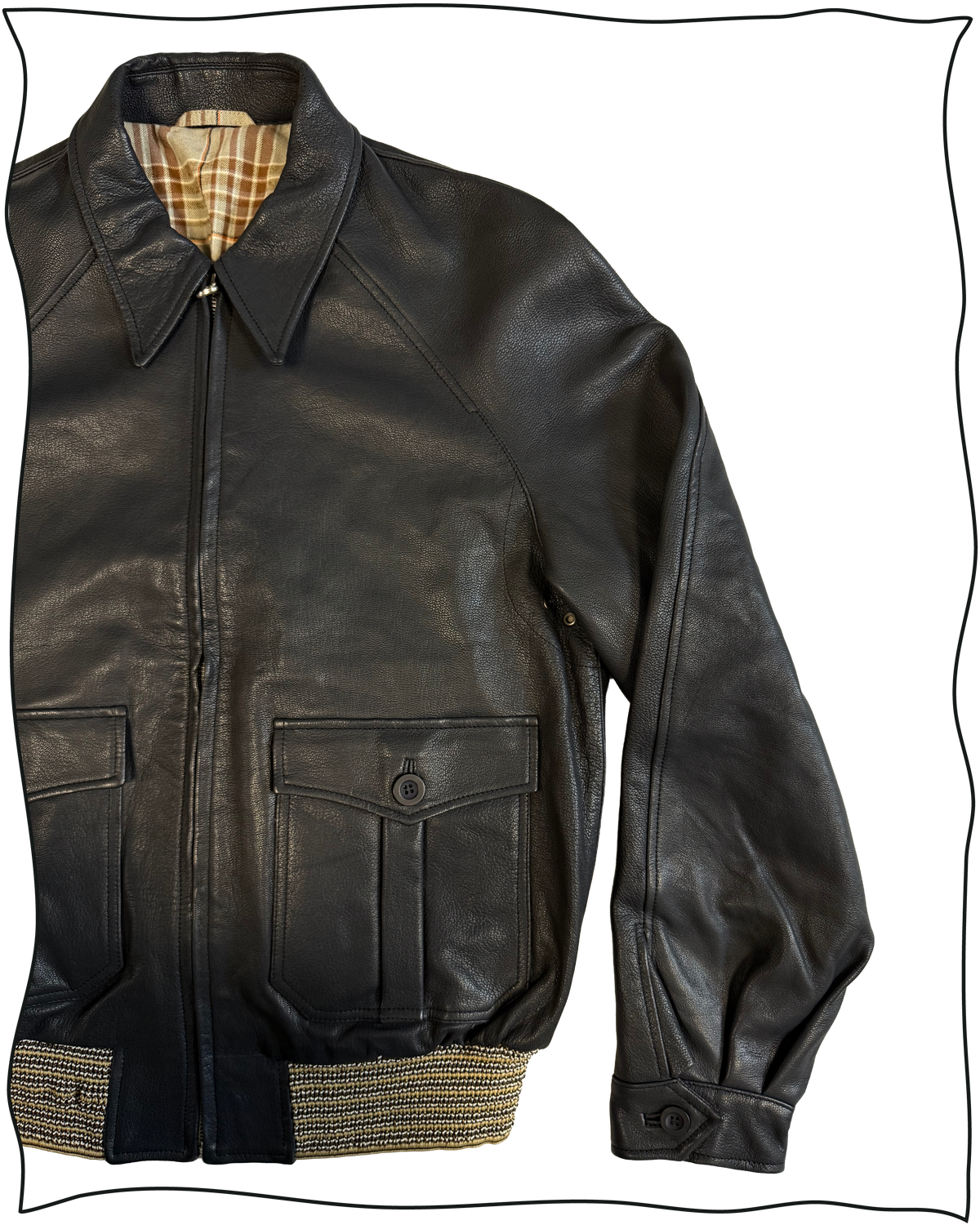 Sample Navy Goat Leather Brookland Jacket Size 40