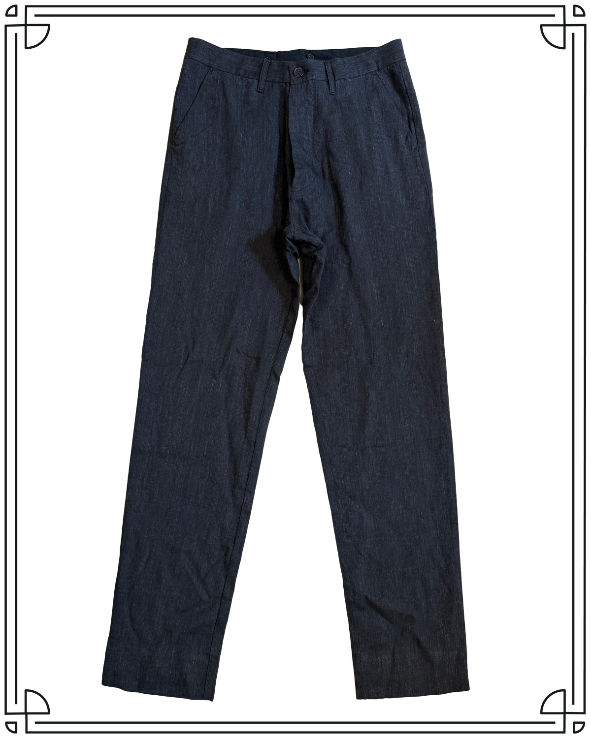 Sample Navy Cotton Cinch-Back Work Trousers Size 32