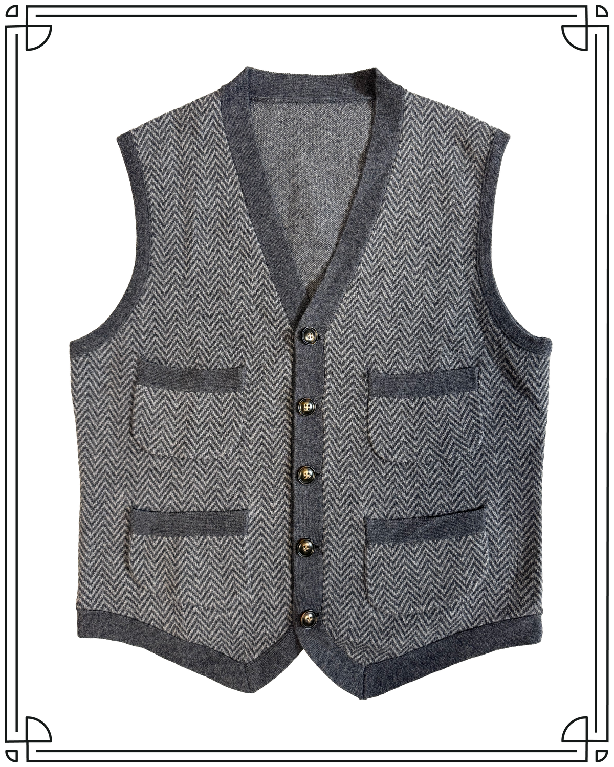 Sample Gunmetal Grey Herringbone Waistcoat Size M