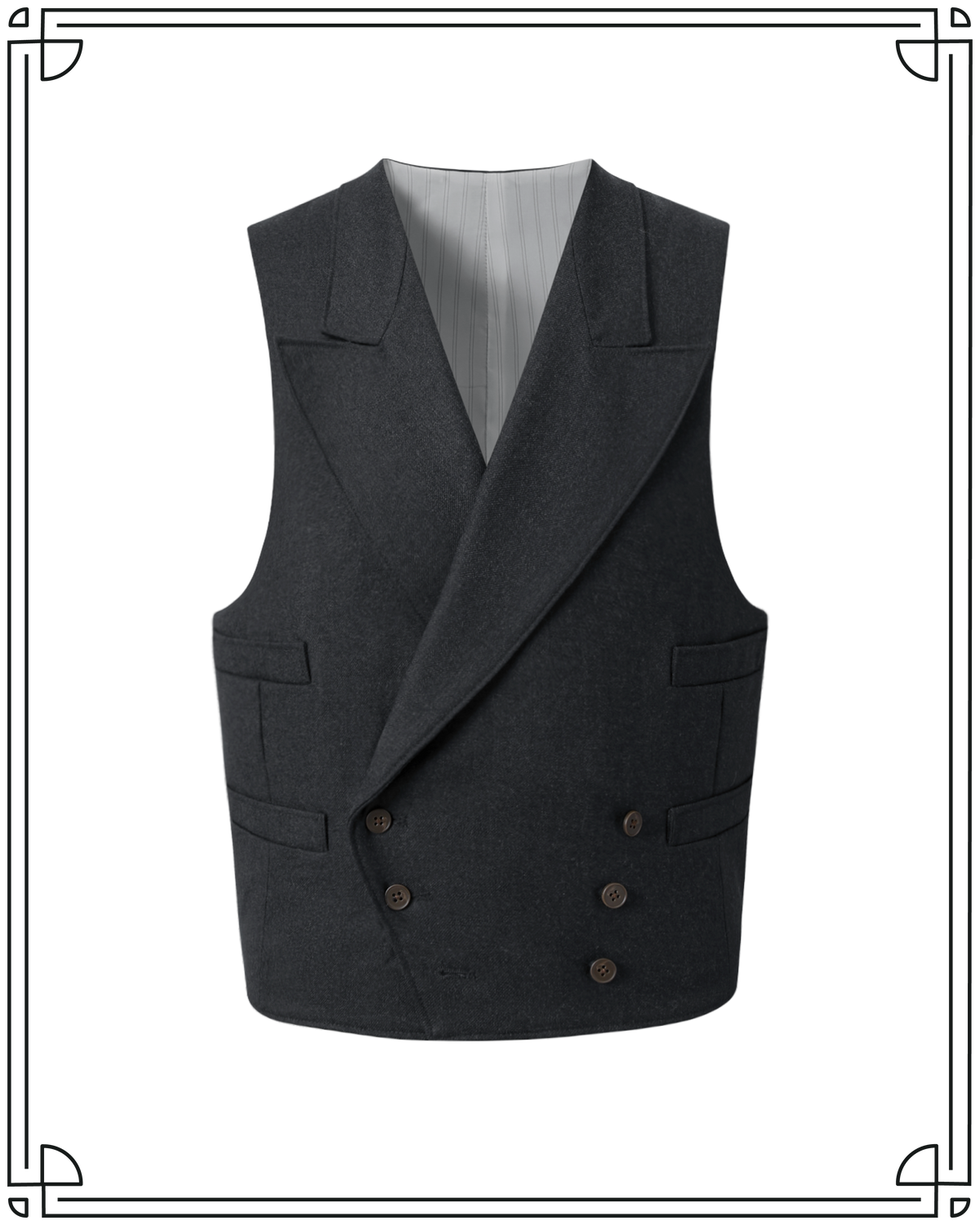 Grey Worsted DB Waistcoat
