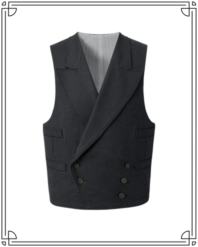Grey Worsted DB Waistcoat