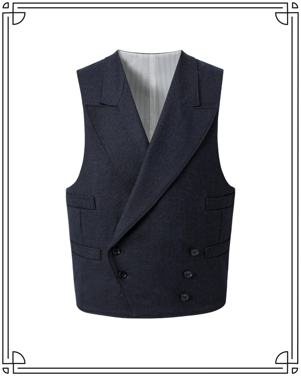 Navy Worsted DB Waistcoat