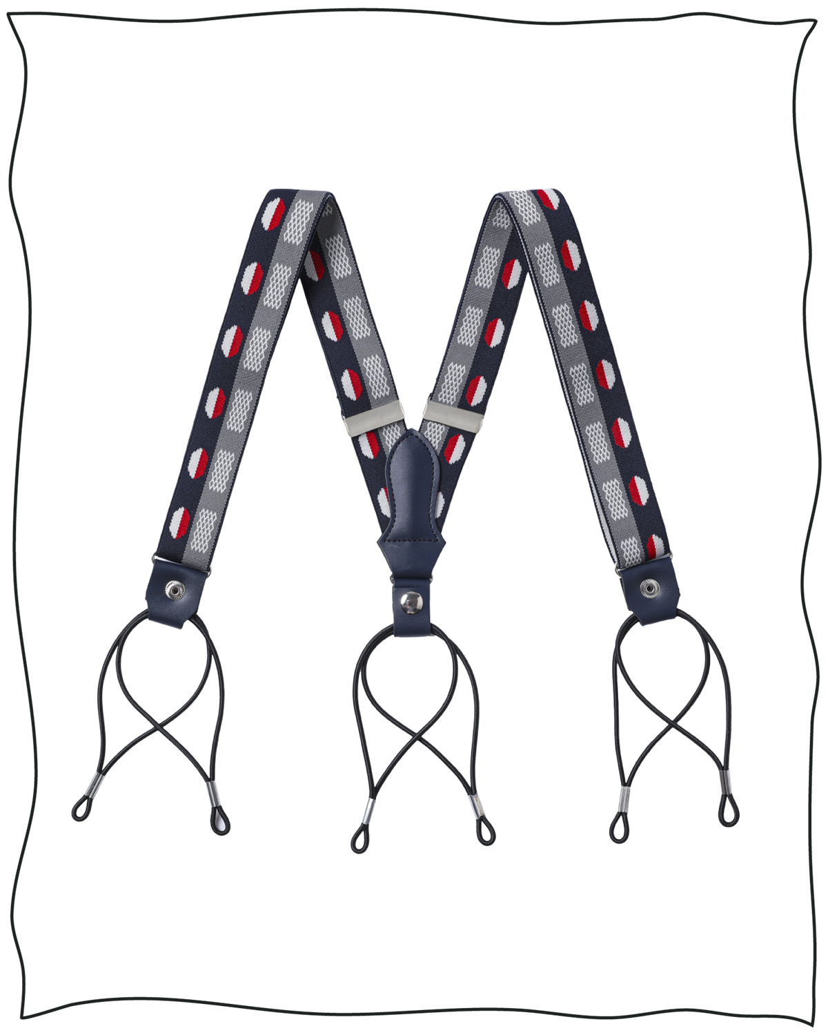 Navy Deco Dot Suspenders