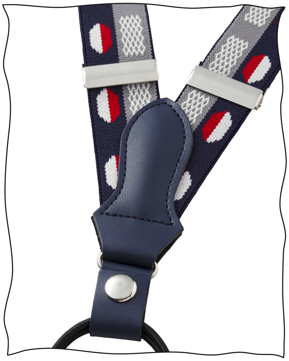 Navy Deco Dot Suspenders