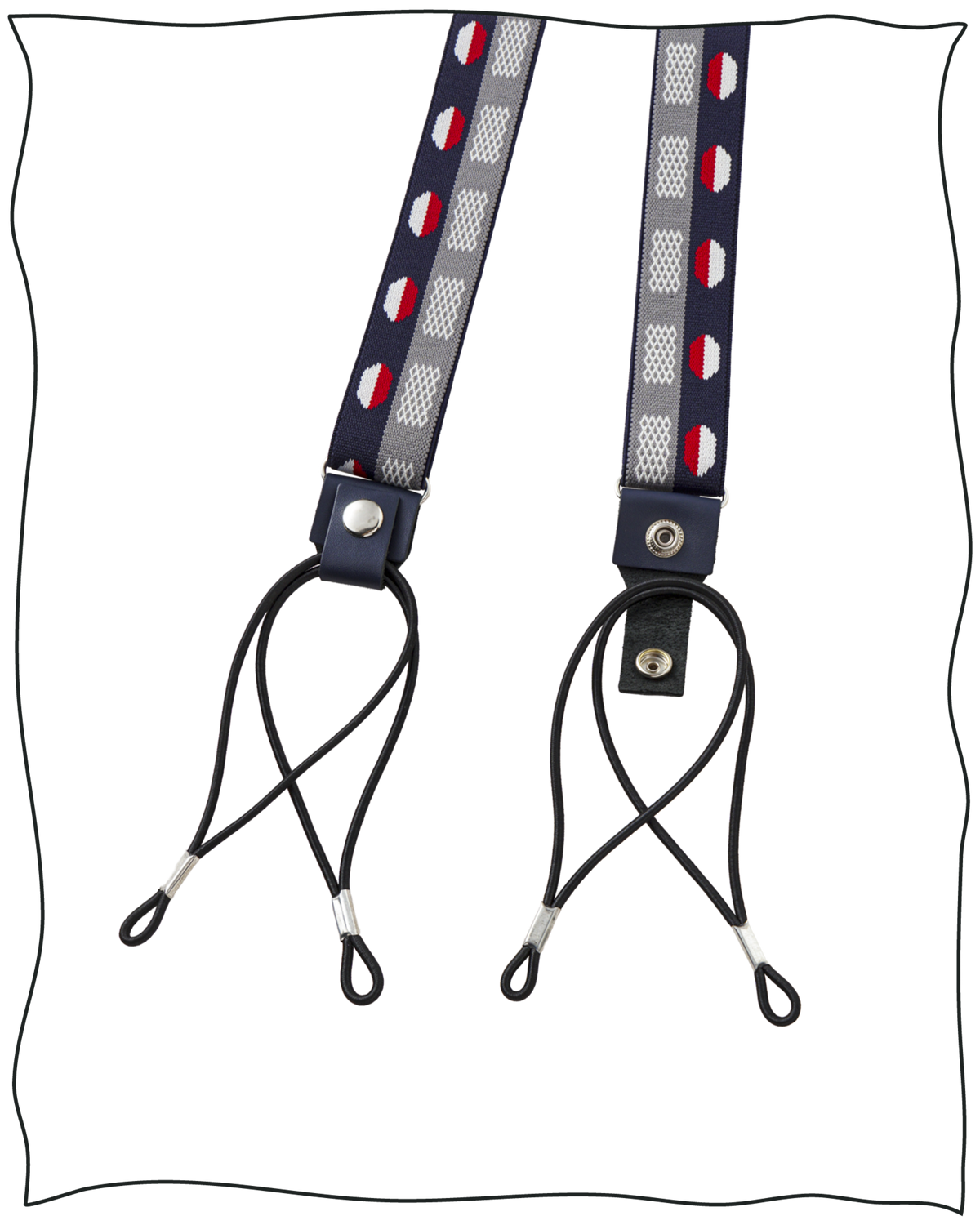 Navy Deco Dot Suspenders