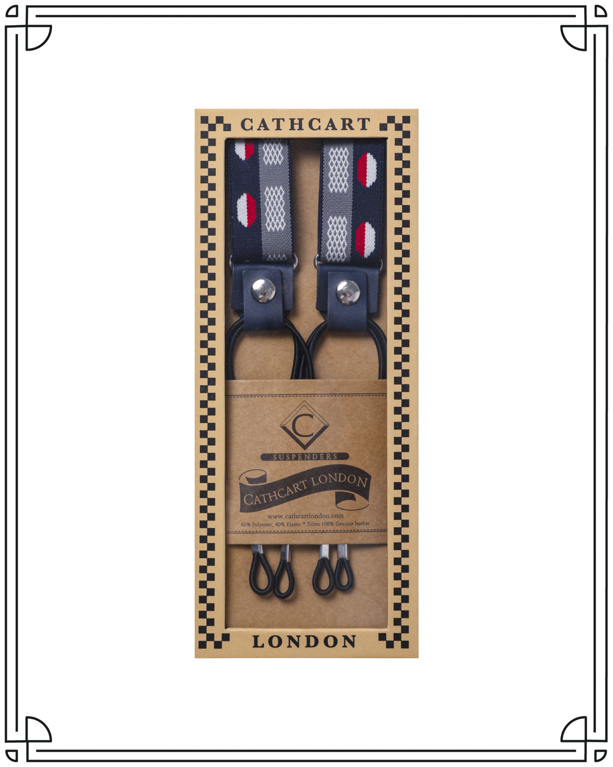 Navy Deco Dot Suspenders