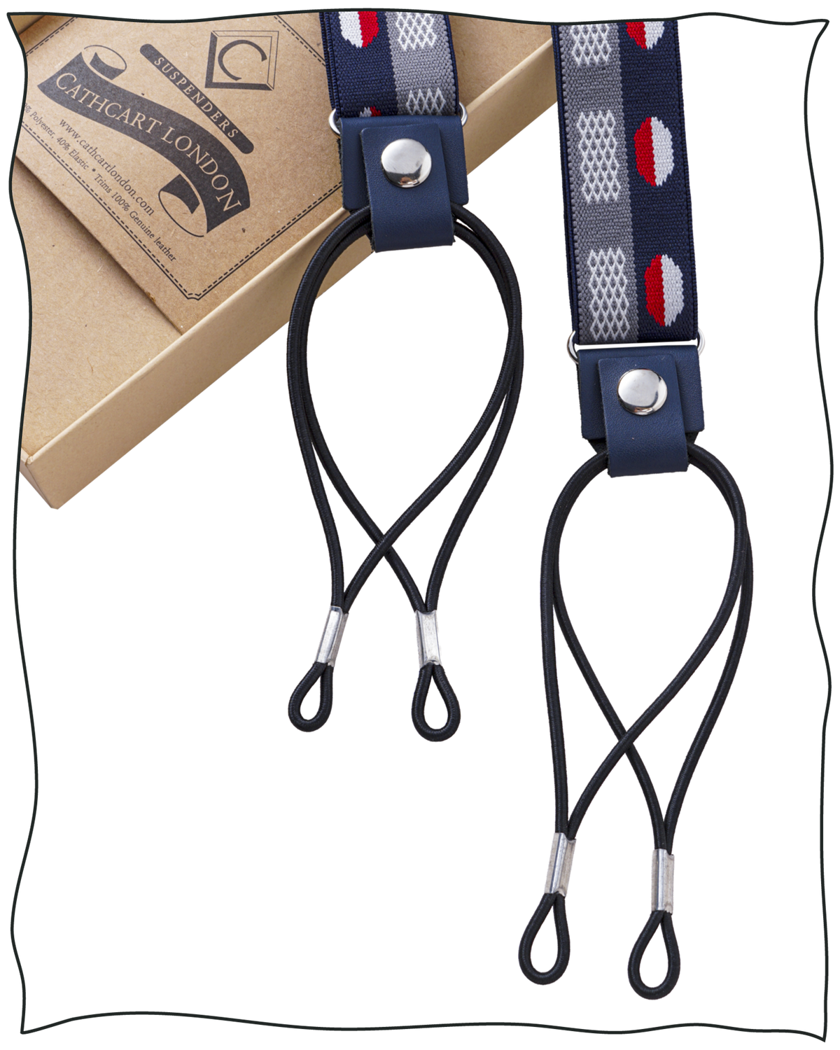 Navy Deco Dot Suspenders