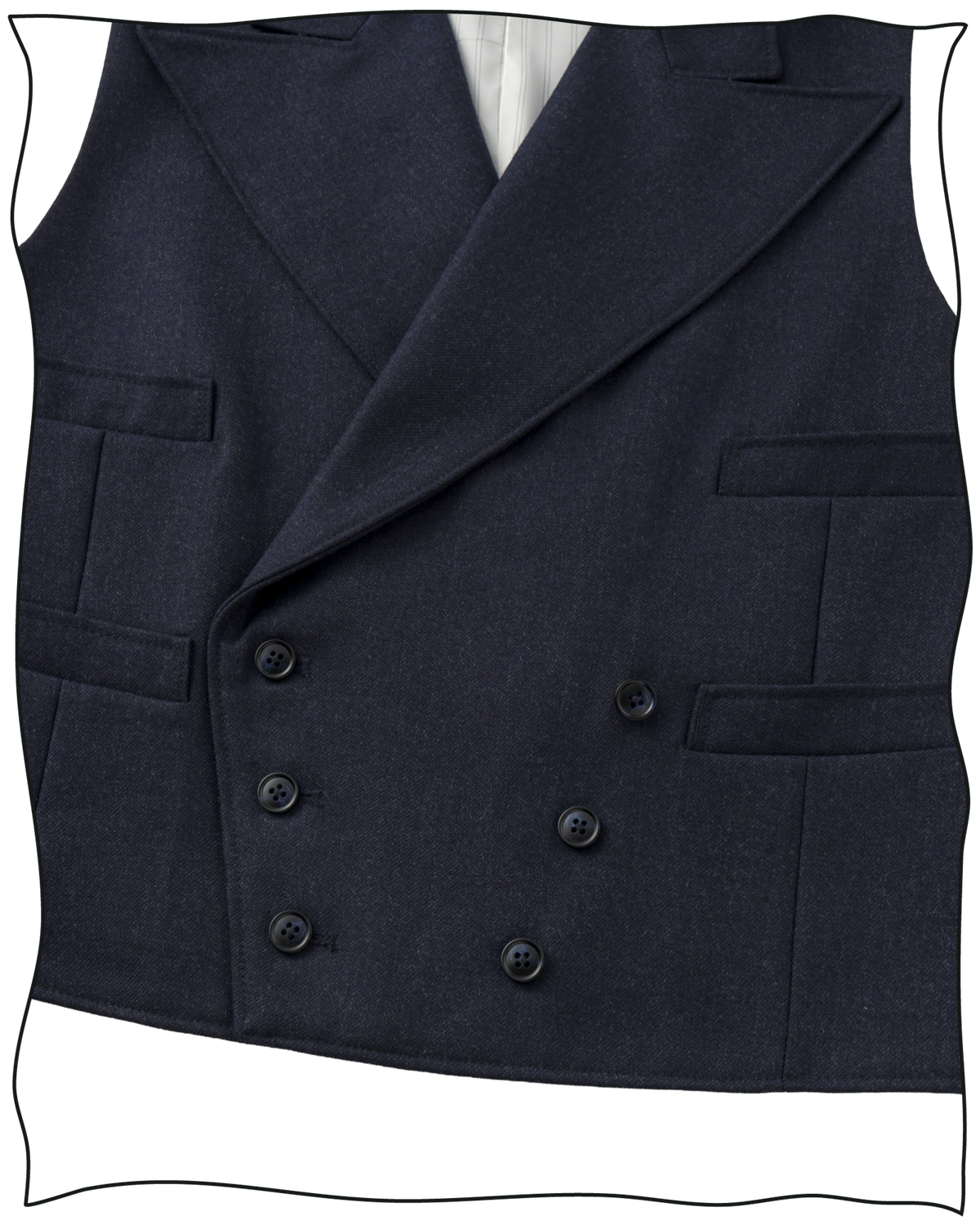 Navy Worsted DB Waistcoat