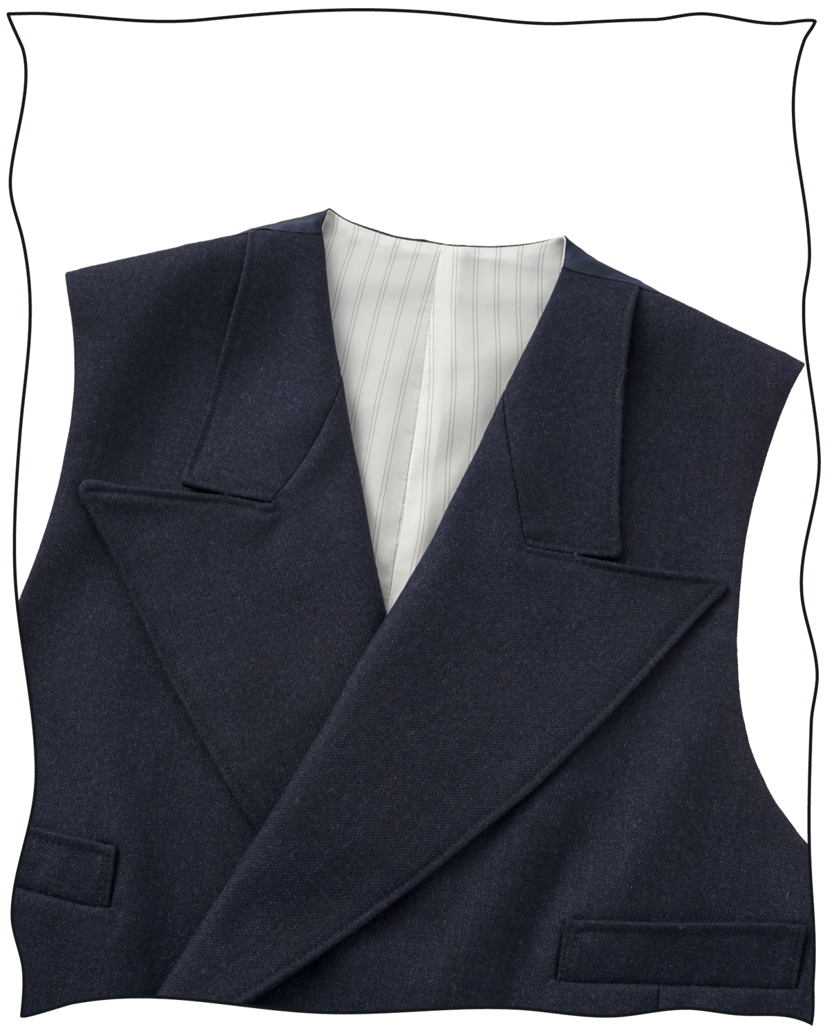 Navy Worsted DB Waistcoat