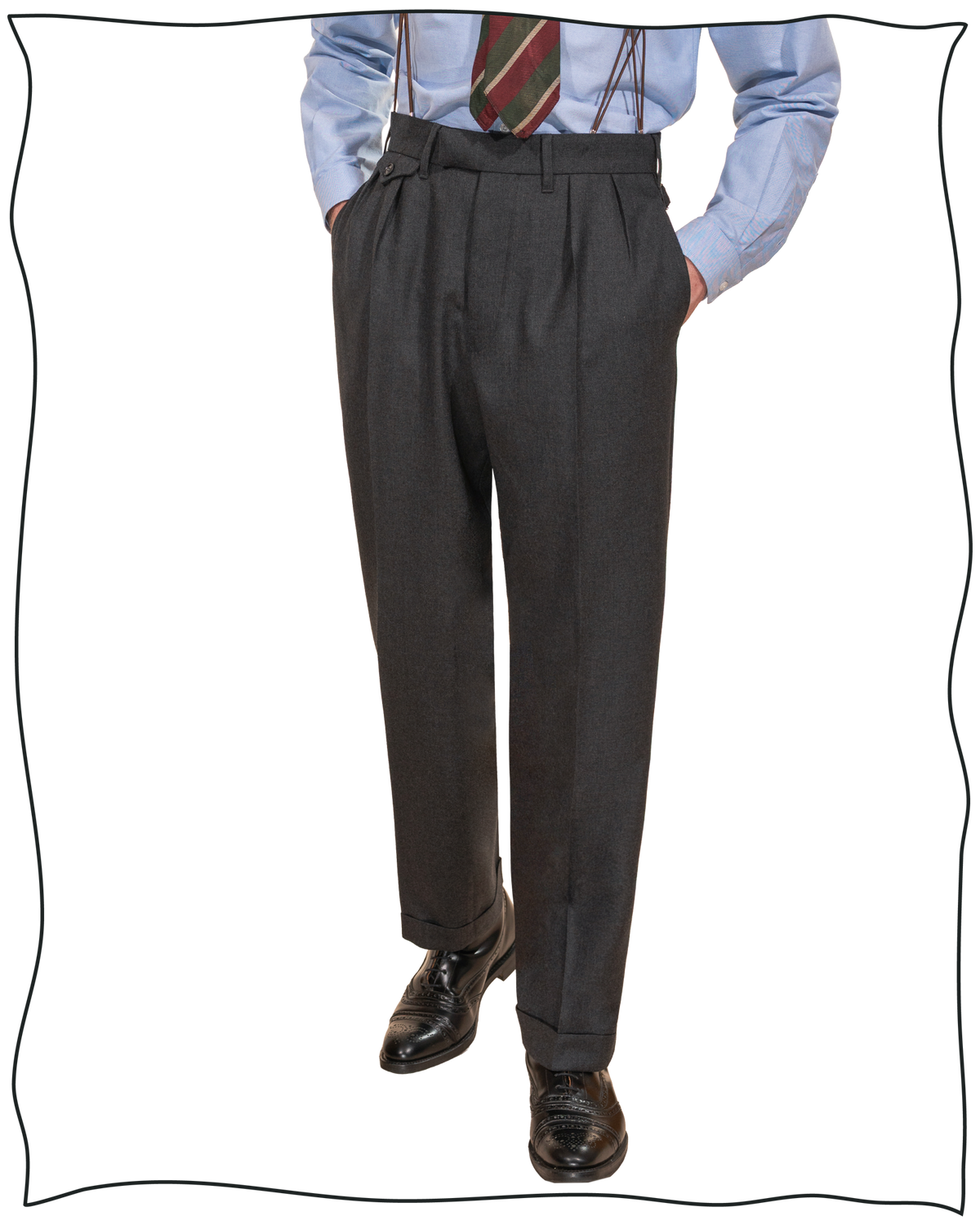 Grey Worsted Astor Trousers