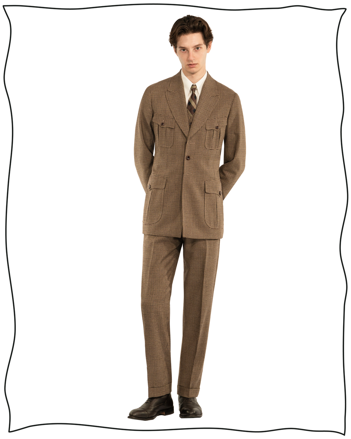 Golden-Brown Puppytooth Vanderbilt Jacket