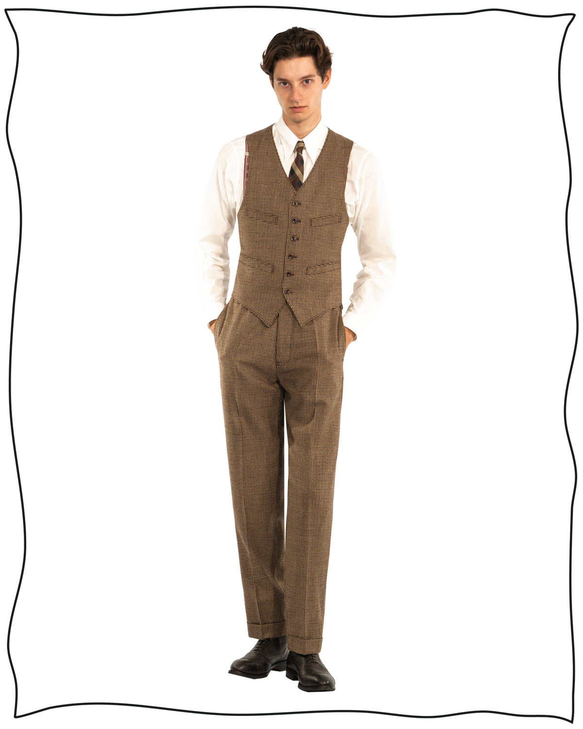 Golden-Brown Puppytooth Waistcoat