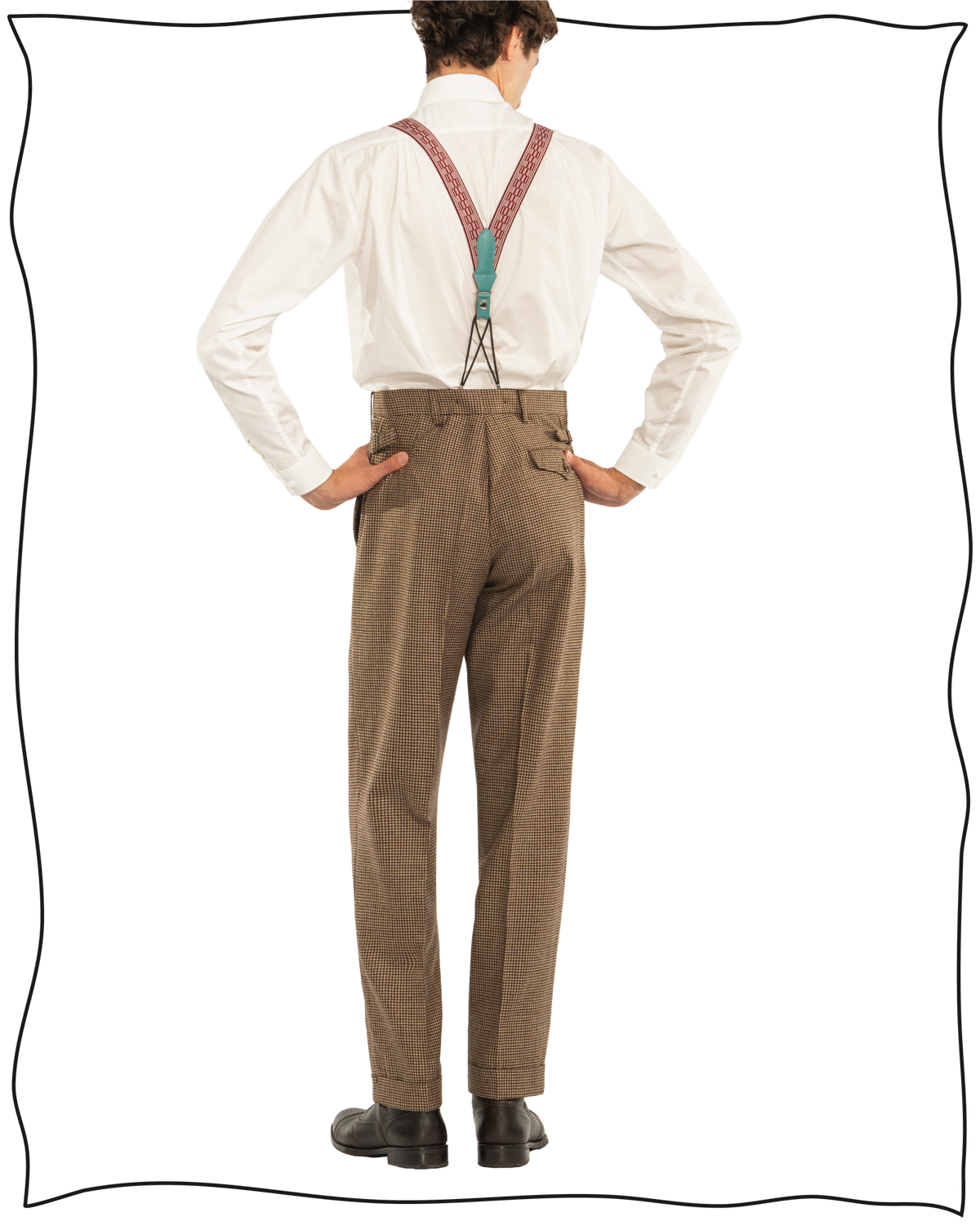 Golden-Brown Puppytooth Vanderbilt Trousers