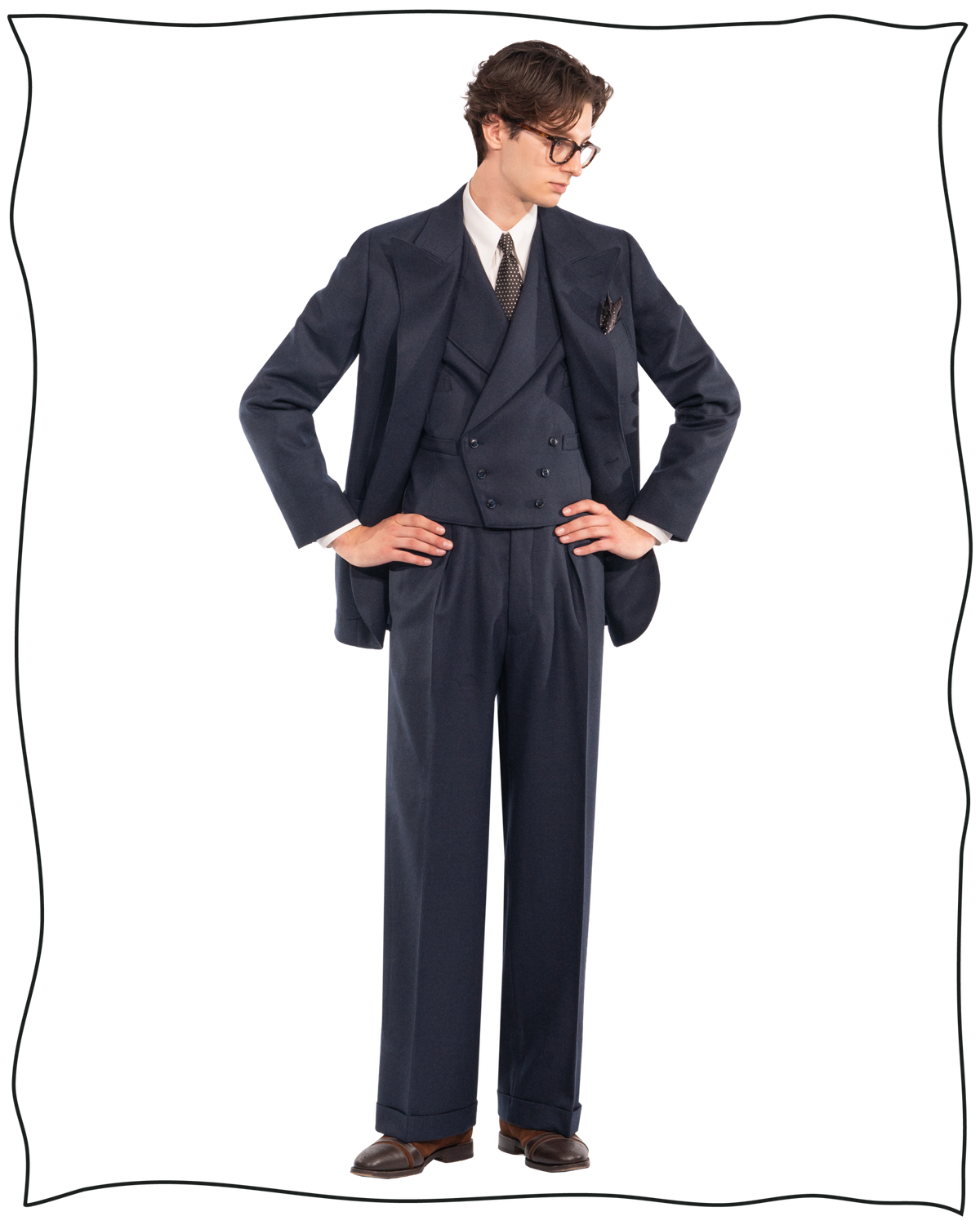 Navy Worsted Astor Trousers