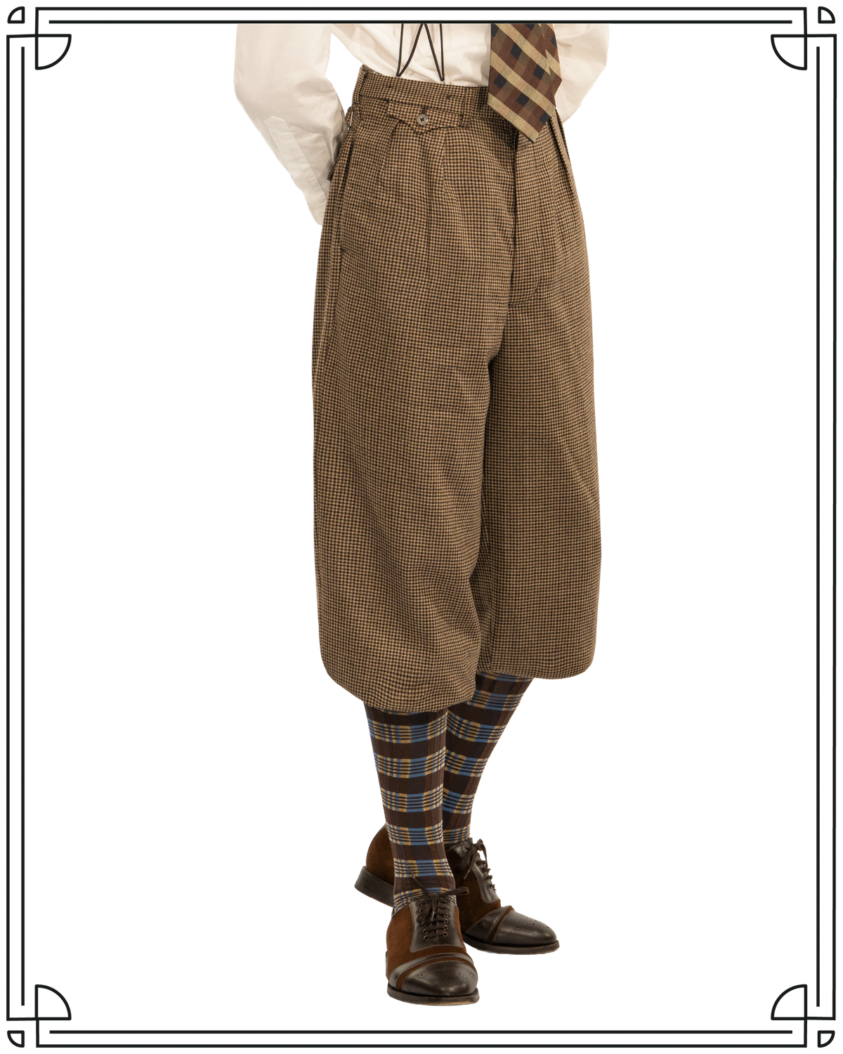 Golden-Brown Puppytooth Plus Fours