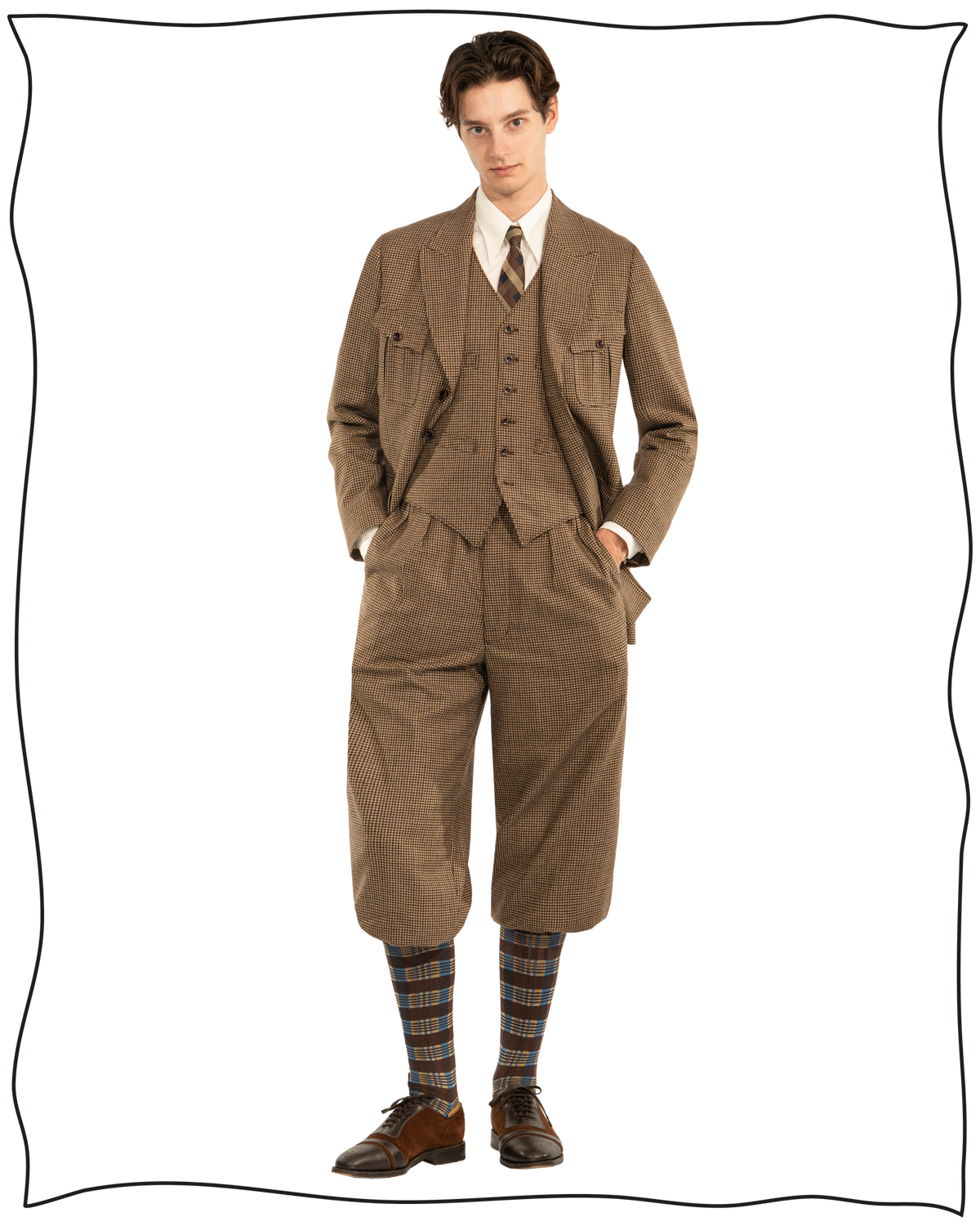 Golden-Brown Puppytooth Plus Fours