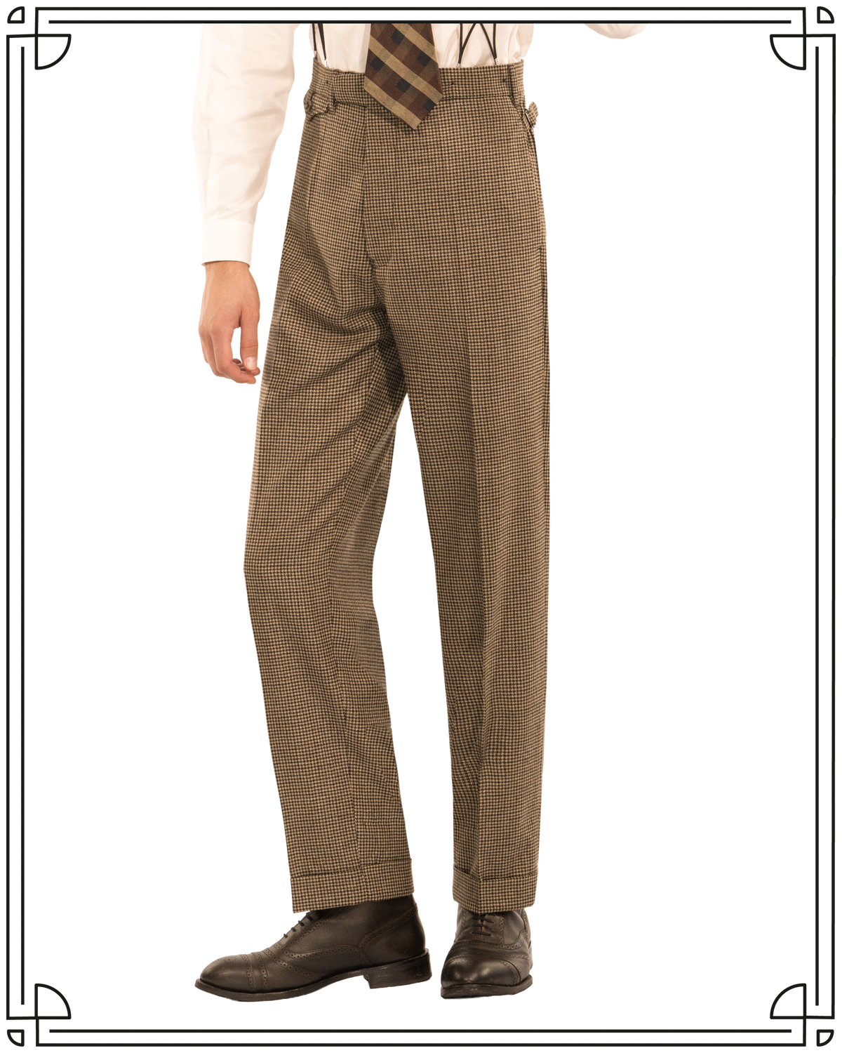 Golden-Brown Puppytooth Vanderbilt Trousers