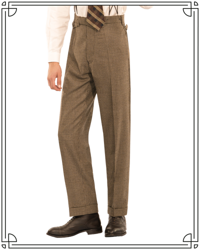Golden-Brown Puppytooth Vanderbilt Trousers