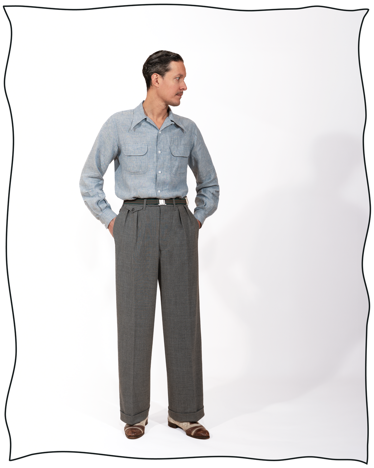 Light Blue Linen Camp Shirt