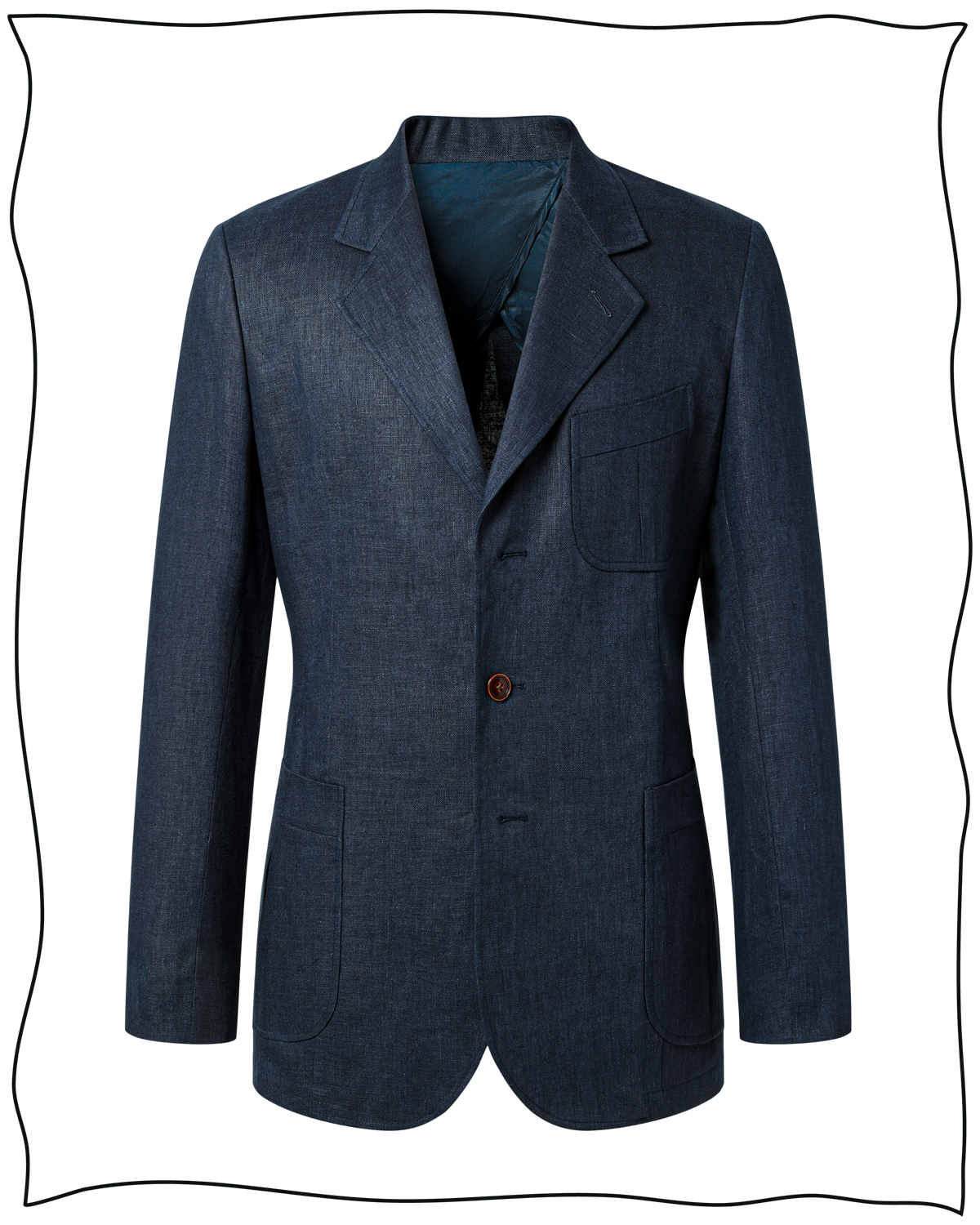 Navy Linen King Cole Notch Jacket