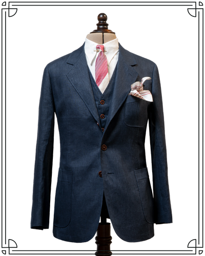 Navy Linen King Cole Notch Jacket