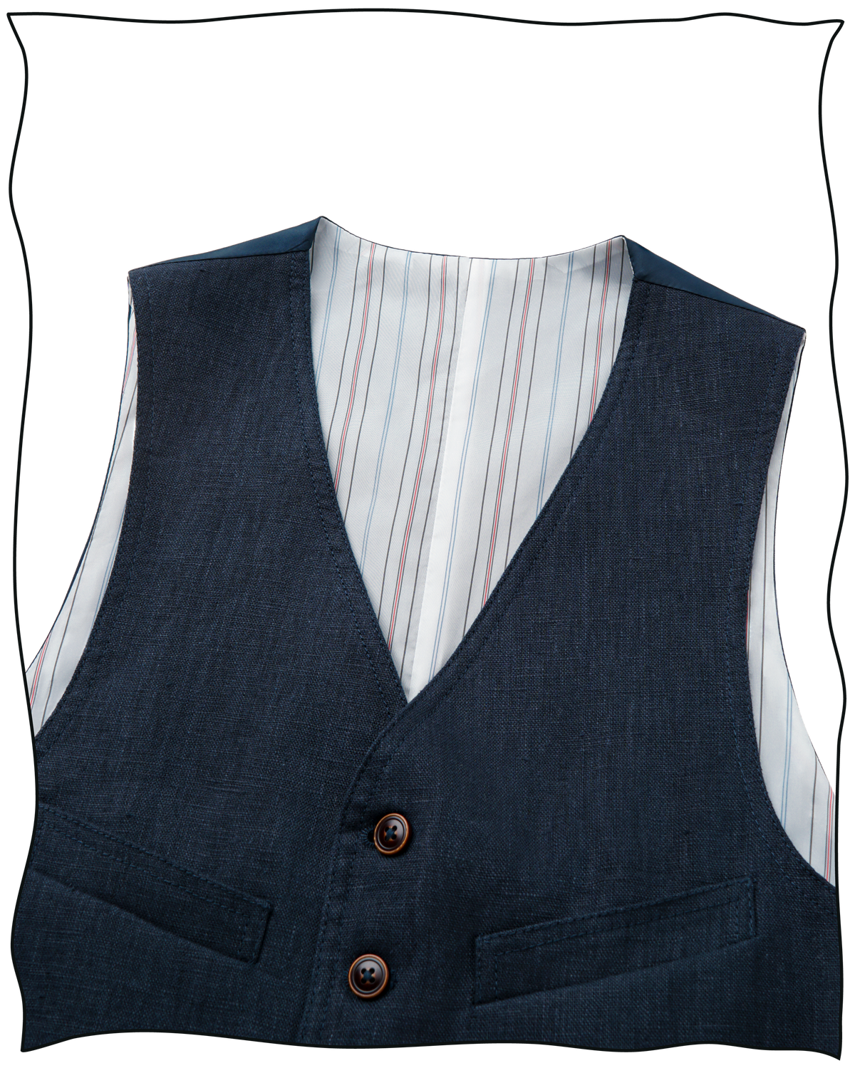 Navy Linen King Cole Waistcoat