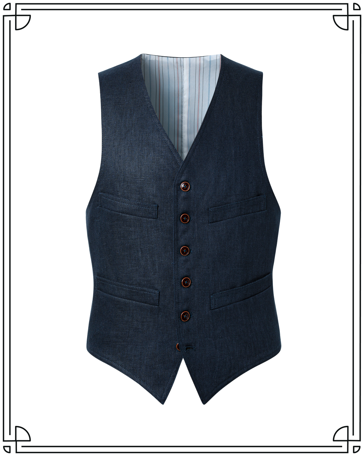 Navy Linen King Cole Waistcoat