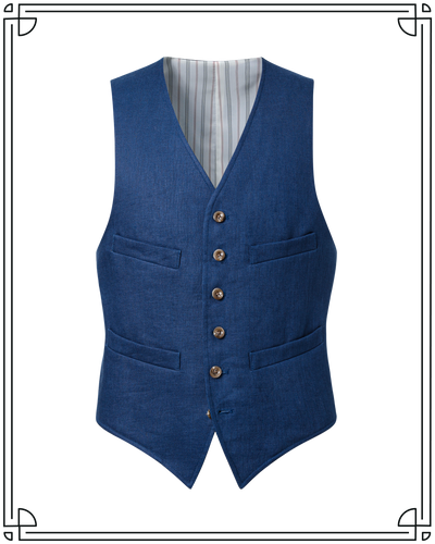 Cobalt Linen King Cole Waistcoat
