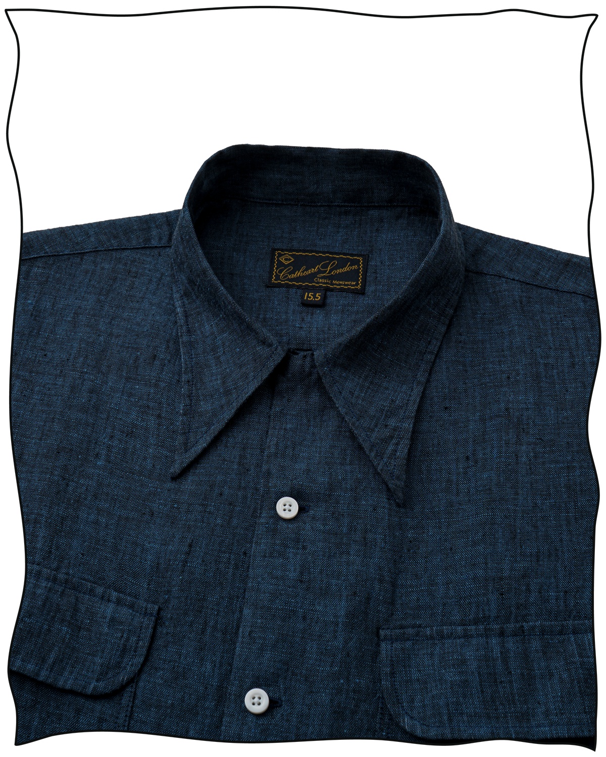 Navy Linen Camp Shirt