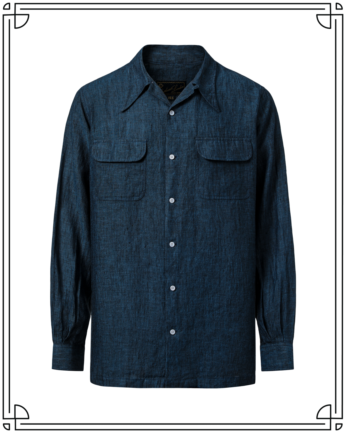 Navy Linen Camp Shirt