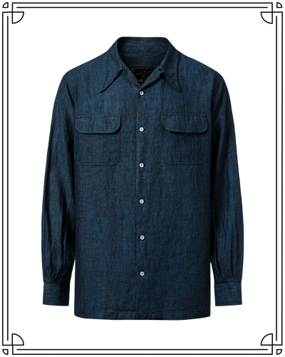 Navy Linen Camp Shirt