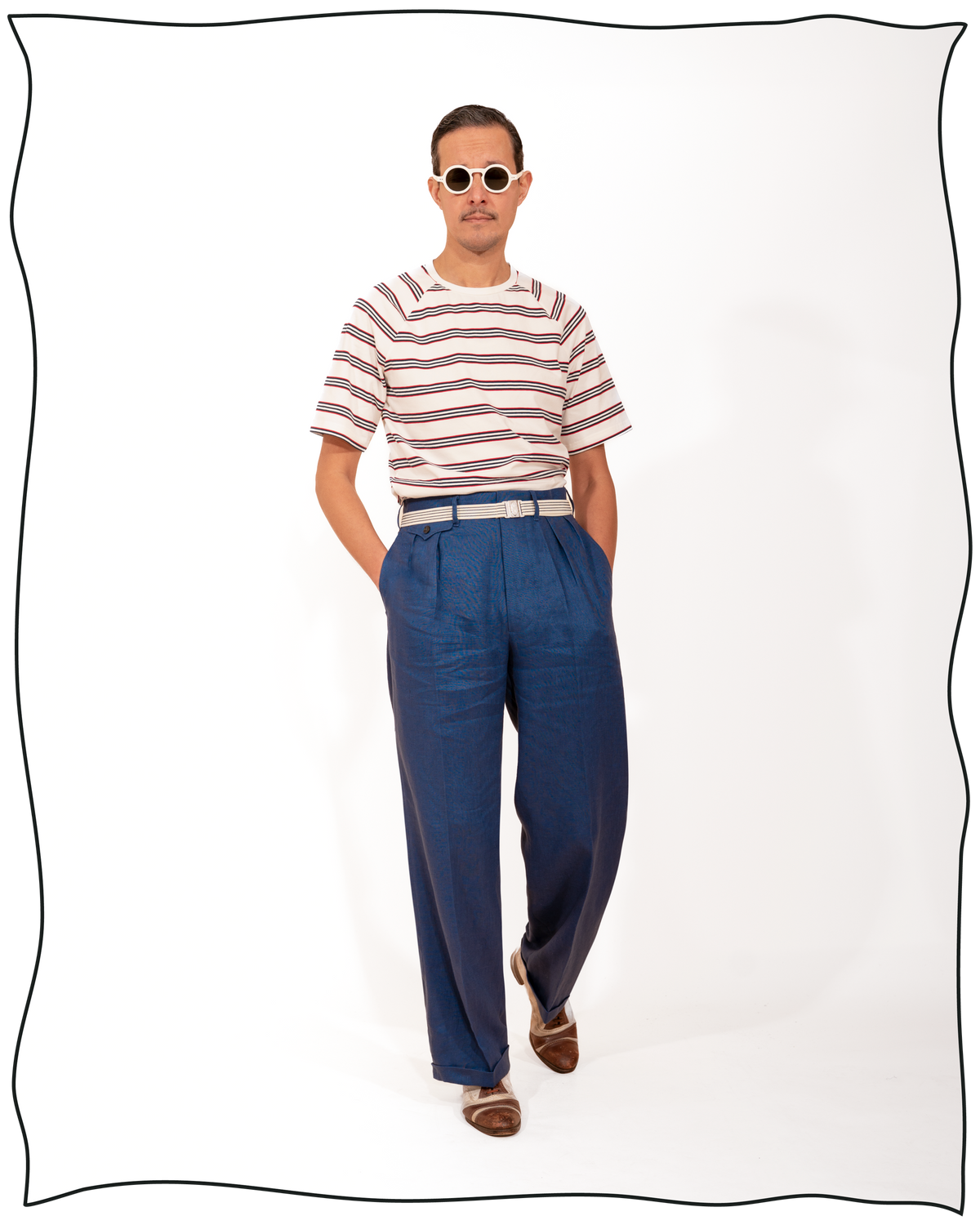 Cobalt Linen Ellington Trousers