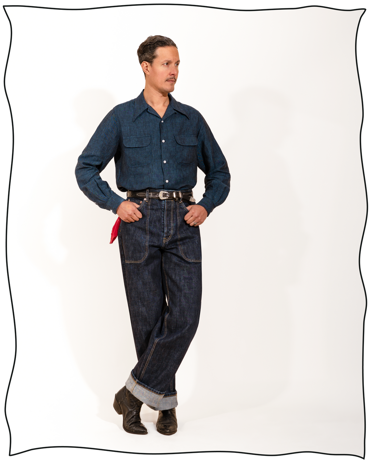 Navy Linen Camp Shirt