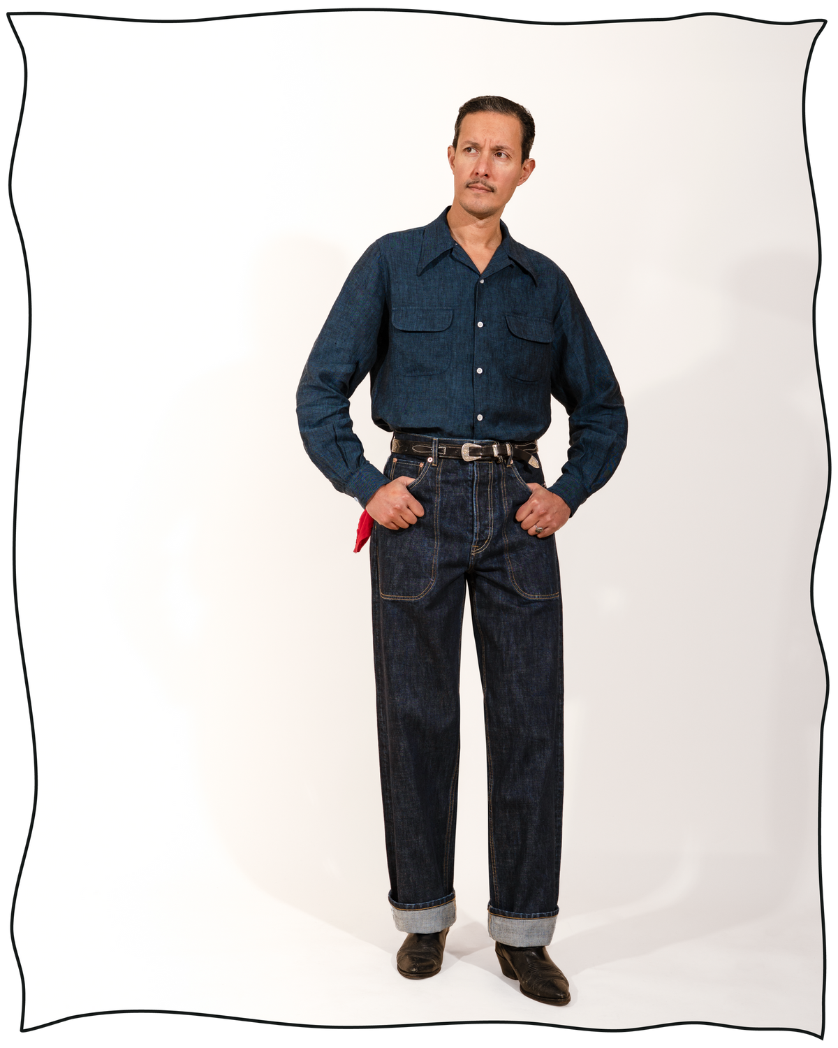 Navy Linen Camp Shirt