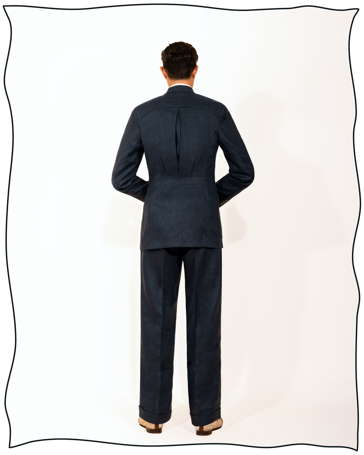 Navy Linen King Cole Notch Jacket