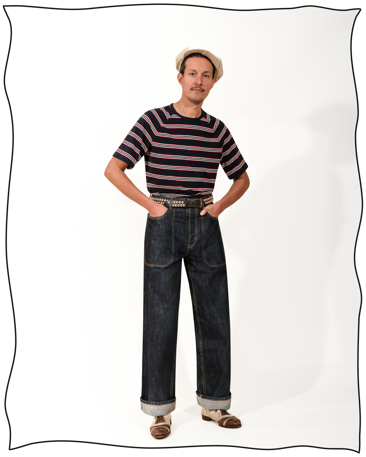 Navy Raglan Multistripe T-Shirt