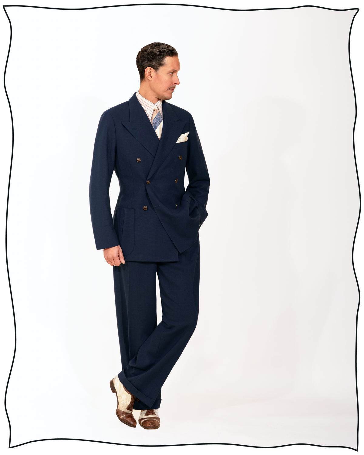 Navy Wool Twist Ellington Trousers