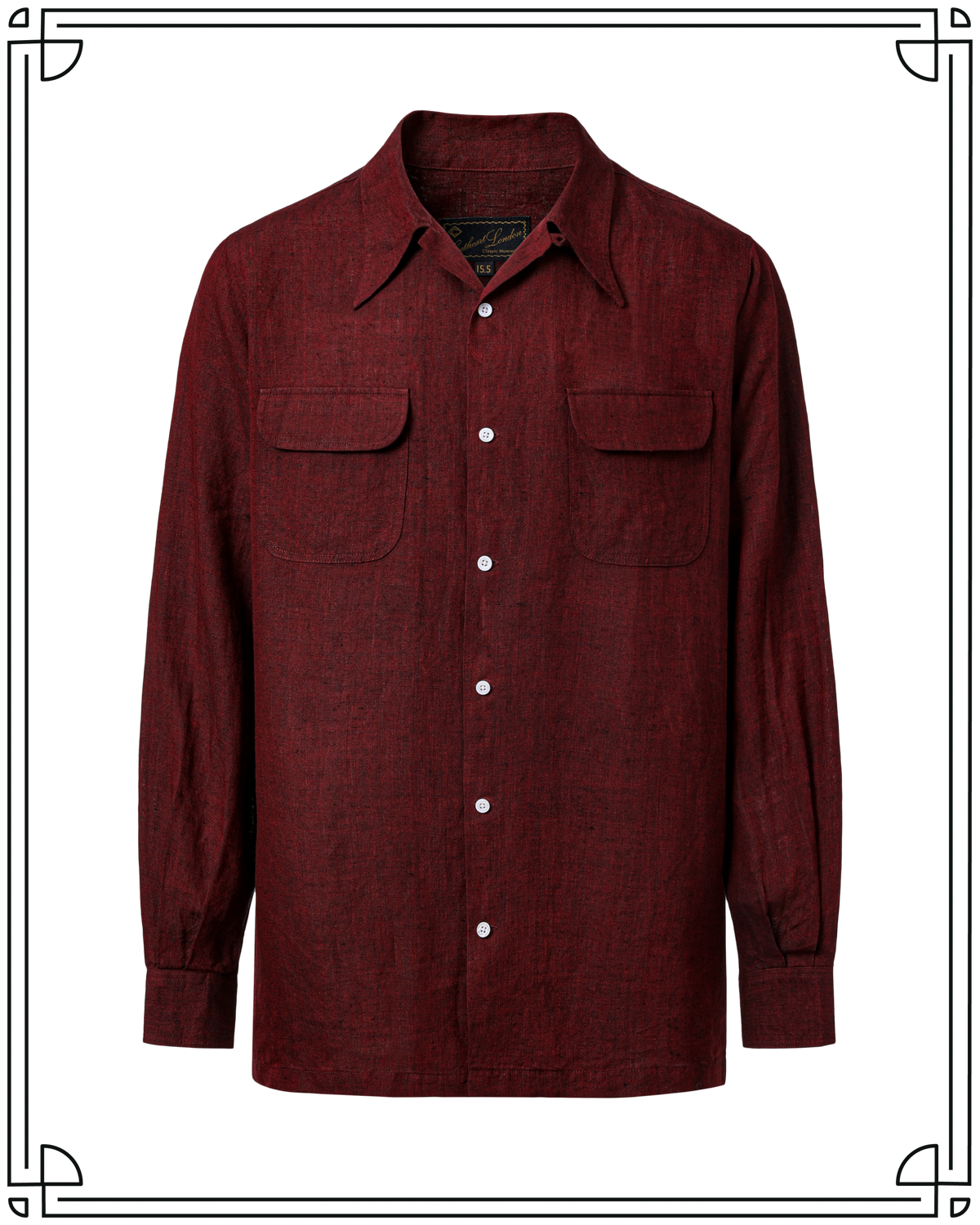 Burgundy Linen Camp Shirt