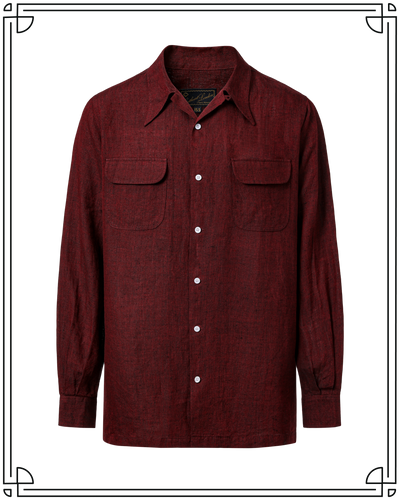Burgundy Linen Camp Shirt