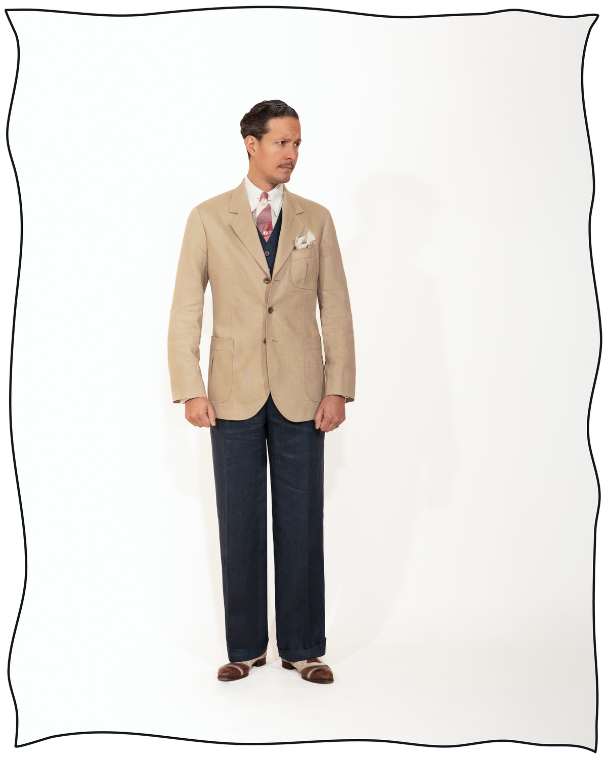 Sand Linen King Cole Notch Jacket