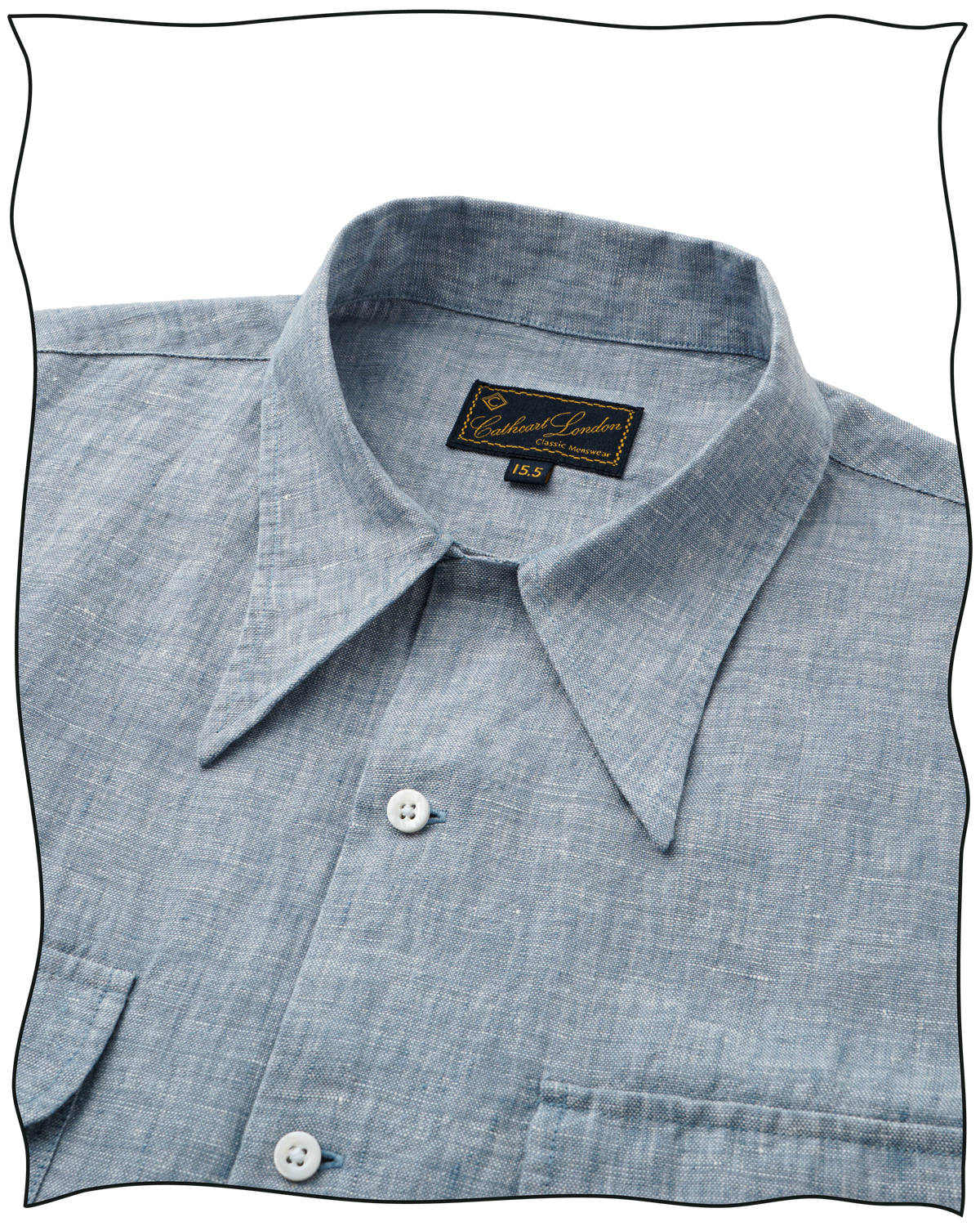 Light Blue Linen Camp Shirt