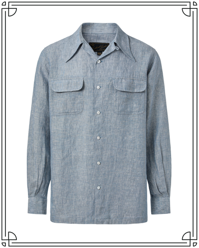 Light Blue Linen Camp Shirt