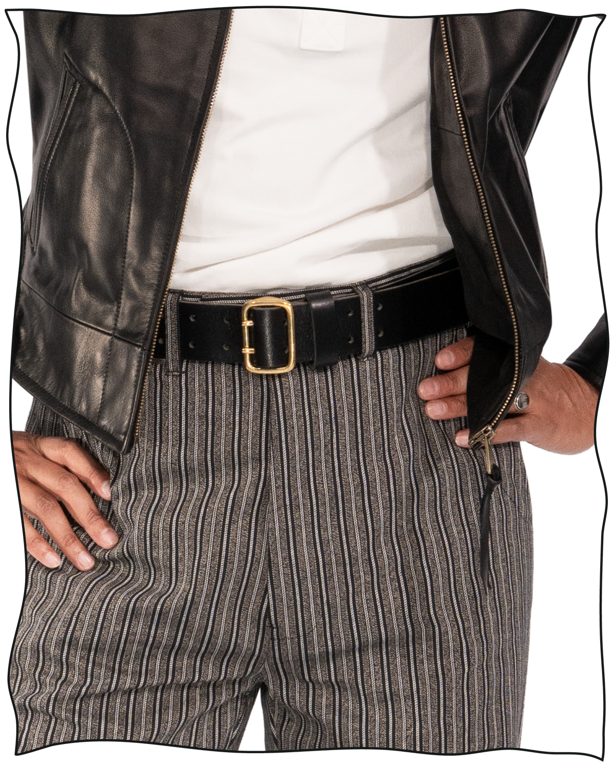 Black Leather Night Watch Belt