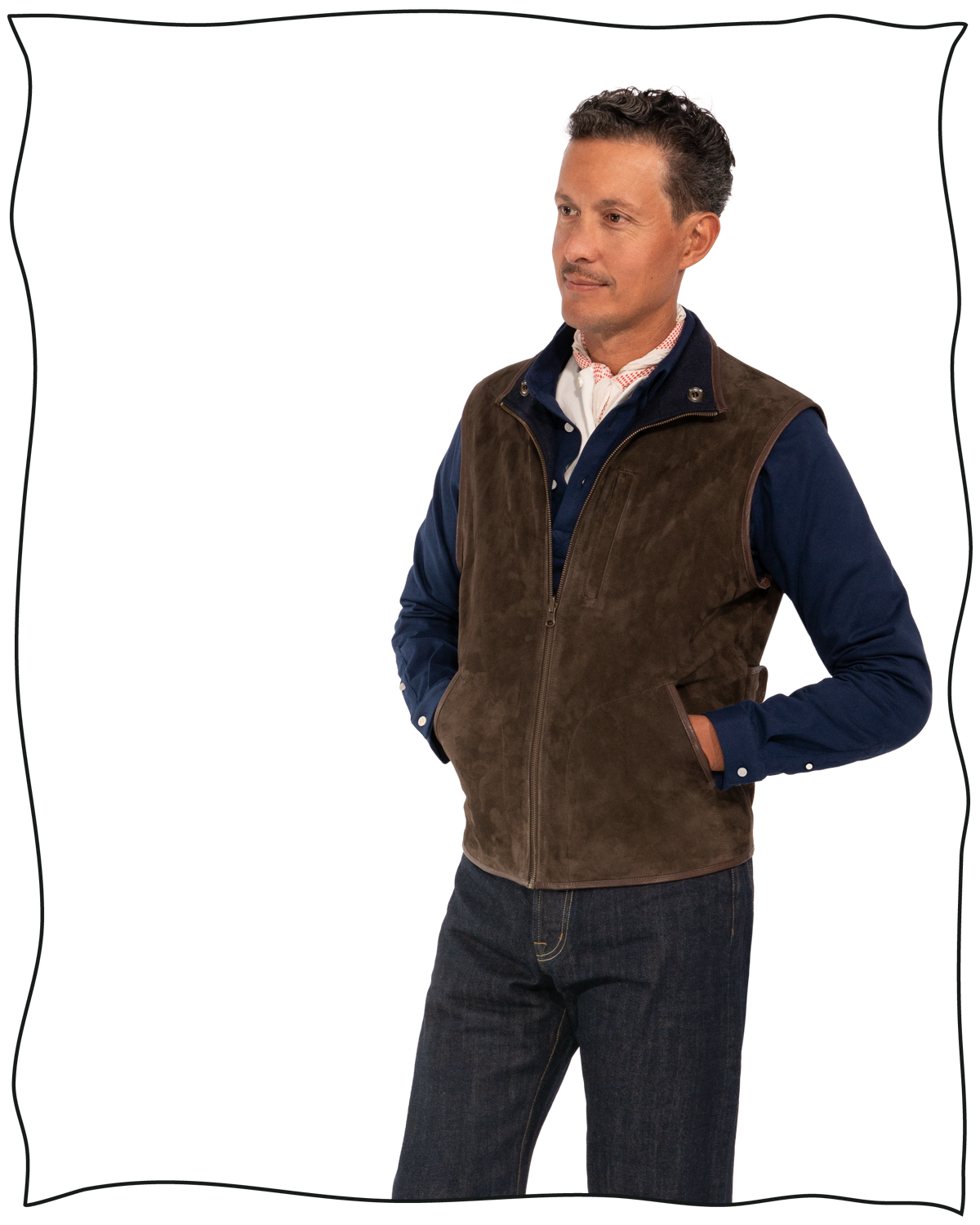 Chocolate Suede Reversible Gilet