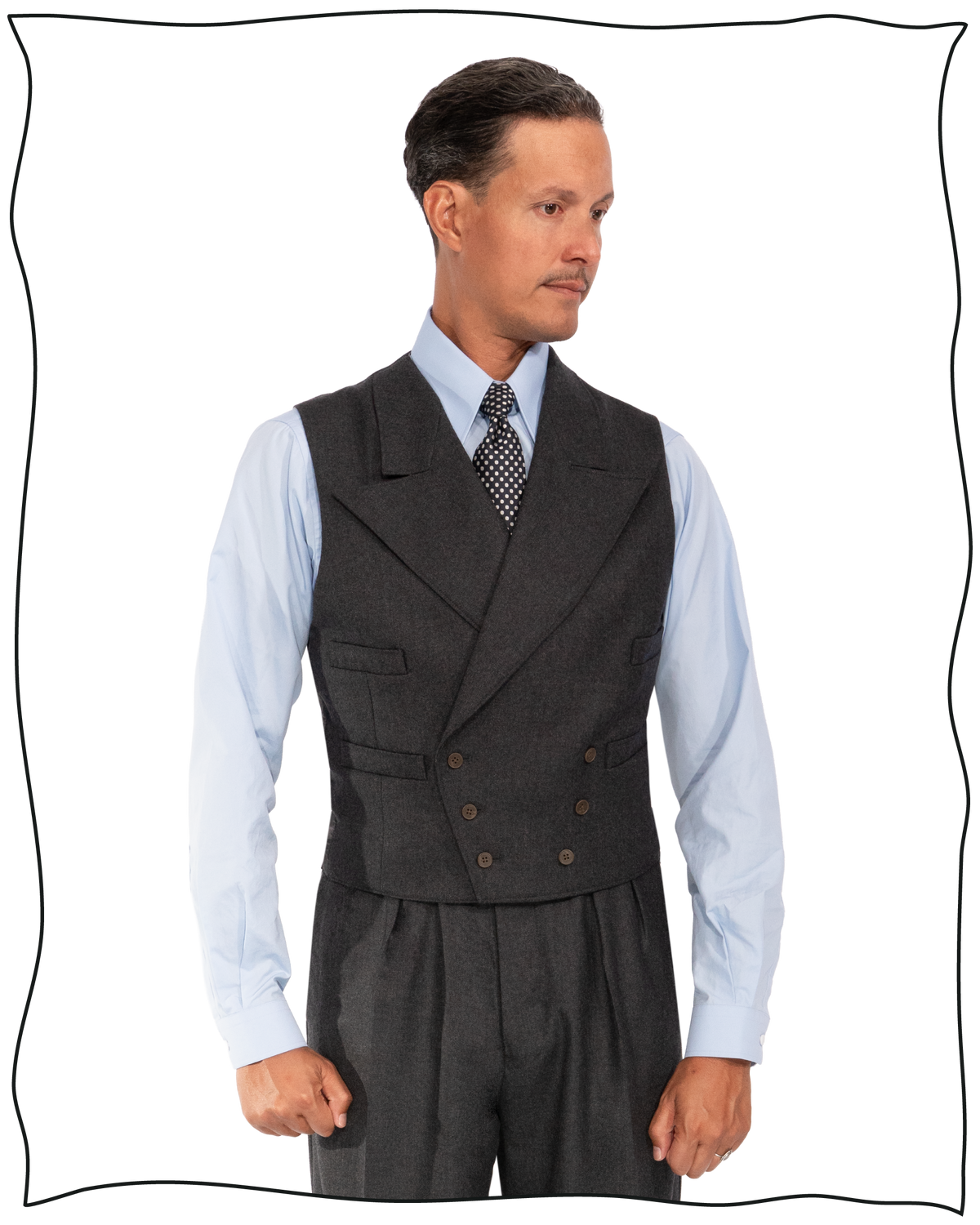Grey Worsted DB Waistcoat