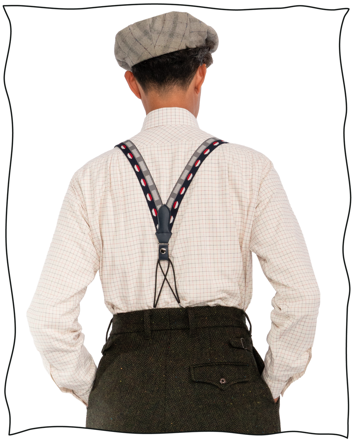 Navy Deco Dot Suspenders